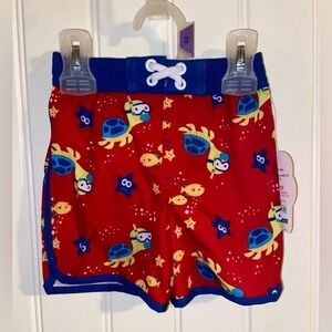Baby Boys Swim Trunks 6-9 Months Swimming Suit Shorts Turtles Wonder Nation Fish